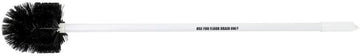 Drain Brush with Black Bristles White Plastic 3' Rigid Handle - 6" Dia