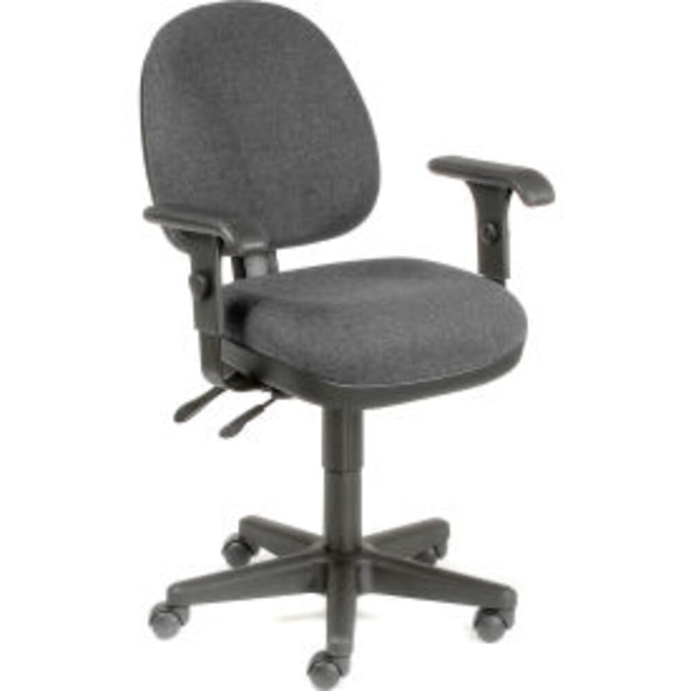 Multifunction Task Chair with Adjustable Armrests by Global Industrial – 24in x 25in x 14in, Plastic, Black, Model 594138BK