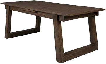 Starlight Canyon Home Dark Brown Rectangular Oak Wood Birch Legs Extendable Dining Table, Durable, Stylish, Solid Wood, Seamless Extendable Design