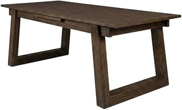 Starlight Canyon Home Dark Brown Rectangular Oak Wood Birch Legs Extendable Dining Table, Durable, Stylish, Solid Wood, Seamless Extendable Design