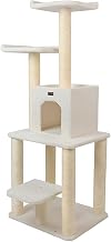Pressed Wood Cat Tree with Faux Fleece Cover, Five-Level Condo and Sisal Rope Scratching Post Tower for Cats