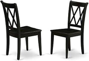 Furnifact Solid Wood Dining Chairs with Double Cross Back, Set of 2, Wooden Chairs for Dining Room and Kitchen, Black