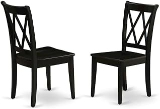 Furnifact Solid Wood Dining Chairs with Double Cross Back, Set of 2, Wooden Chairs for Dining Room and Kitchen, Black