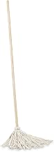 Deck Mop with Wooden Handle in White