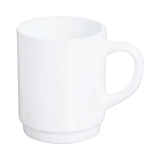 Restaurant Plain Mug 250ml Stackable 6 Cups by Arcoroc – 8 Ounces, Glass, White, Model 36140 (INNER)