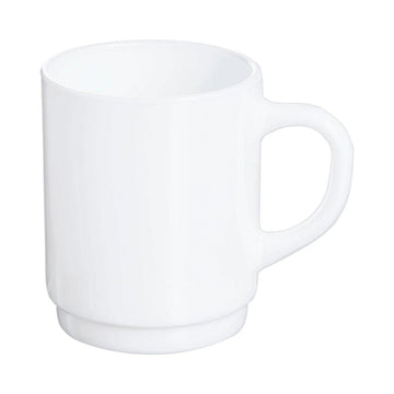 Restaurant Plain Mug 250ml Stackable 6 Cups by Arcoroc – 8 Ounces, Glass, White, Model 36140 (INNER)