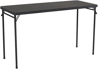 Cosco 20" x 48" Vinyl Top Folding Table, Black