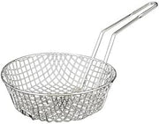 Thunder Group SLCB008C Culinary Basket, 8" Dia. x 3" deep, coarse mesh, Round, Welded Handle, Heavy Nickel Plated