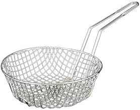 Thunder Group SLCB008C Culinary Basket, 8" Dia. x 3" deep, coarse mesh, Round, Welded Handle, Heavy Nickel Plated