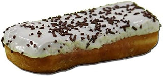Prairie City Bakery Premium Long John Creme Filled White Iced Donut with Chocolate Sprinkles, 28.4 Gram -- 4 per case.
