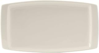 Tuxton Napa Pearl White Narrow Rim 13-3/4-Inch Rectangular Plate, Case of 12, White; Scratch Resistant; Chip Resistant; Lead & Cadmium Free; Dishwasher, Microwave, Oven Safe