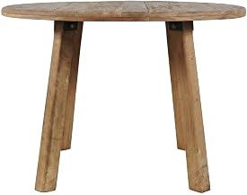 Starlight Canyon Home Solid Acacia Mango Wood Round Dining Table, Distressed-Finish Farmhouse Pedestal Table for 4 to 6, Rustic Unfinished Brown