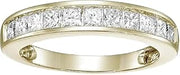 2.00Ct Princess Cut Lab Created Diamond Half Eternity Wedding Band Ring, 14K Yellow Gold Finish, 925 Sterling Silver, Channel Set