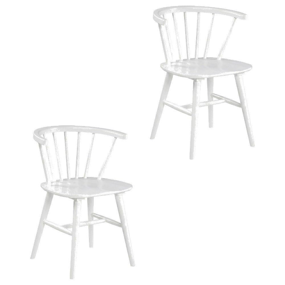 Wooden Spindle Back Dining Chairs Set of by Furnifact – Wood, White, Pack of 2
