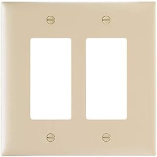 Legrand Pass & Seymour TPJ262I Trademaster Jumbo Oversized Unbreakable Nylon Wall Plate, 2 Gang, Two Decorator Rocker GFCI Cover, Ivory (1 Count)