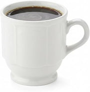 Tuxton China CHM-085 Mug, 9 oz., 3-1/4" Diameter x 3-1/2"H, Stackable, Embossed, Microwave and Dishwasher Safe, Oven Proof, Fully Vitrified, TuxCare, DuraTux, Chicago, Pack of 36