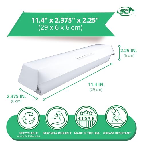 SOUTHERN CHAMPION TRAY Foot Long / 11-3/8" x 2-3/8" x 2-1/4" / White Clamshell Take Out Containers