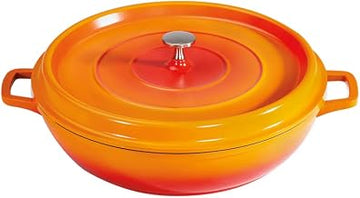 G.E.T. CA-008-O/BK Heiss Lightweight Cast Aluminum Braiser Pan/Casserole Dish, 4.5 Quart, Orange