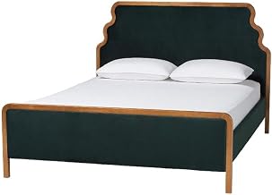 Baxton Studio Gerianne Velvet Upholstered Platform Bed Bed Frame Queen
