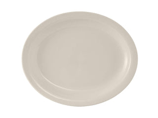 Tuxton China TNR-013 Platter – 11-1/2" x 9-1/8", Oval, Narrow Rim, Microwave and Dishwasher Safe, Oven Proof, Fully Vitrified, Ceramic, Nevada, American White/Eggshell, Pack of 12