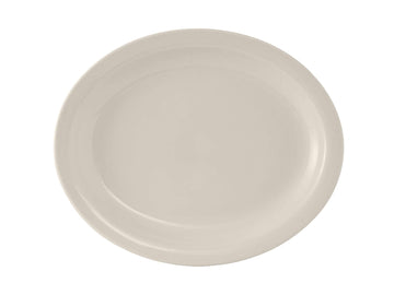 Tuxton China TNR-013 Platter – 11-1/2" x 9-1/8", Oval, Narrow Rim, Microwave and Dishwasher Safe, Oven Proof, Fully Vitrified, Ceramic, Nevada, American White/Eggshell, Pack of 12