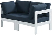 Navy Fabric Outdoor Patio Modular Sofa, Contemporary Style, Comfortable Back and Seat Heights, Durable Outdoor Upholstery