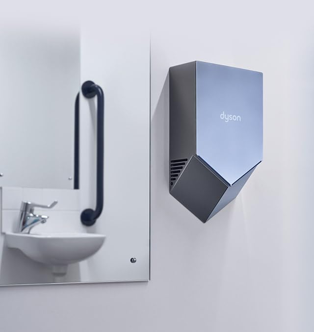 Airblade V Hand Dryer by Dyson – 4"L x 9.25"W x 15.5"H, Plastic, Nickel, Model 307174-01