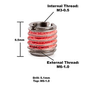 E-Z LOK 3/8"-24 IT, 9/16"-12 ET, 0.515" L / Pack of 5 / Red Thread Locking Inserts