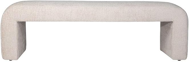 Starlight Canyon Home Jacquard Upholstered Bench with Curved Waterfall Seat, Bedroom Bench End of Bed Padded Accent for Living Room, Natural