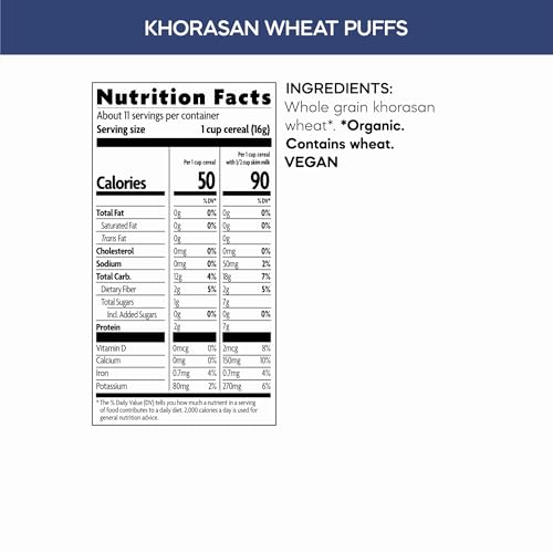 Nature's Path Khorasan Wheat Puffs / 6 Ounce (Pack of 12) / Kamut Puffs Cold Cereal