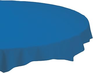 Hoffmaster 112014 Plastic Octy-Round Tablecover, 82" Diameter, Blue (Case of 12)