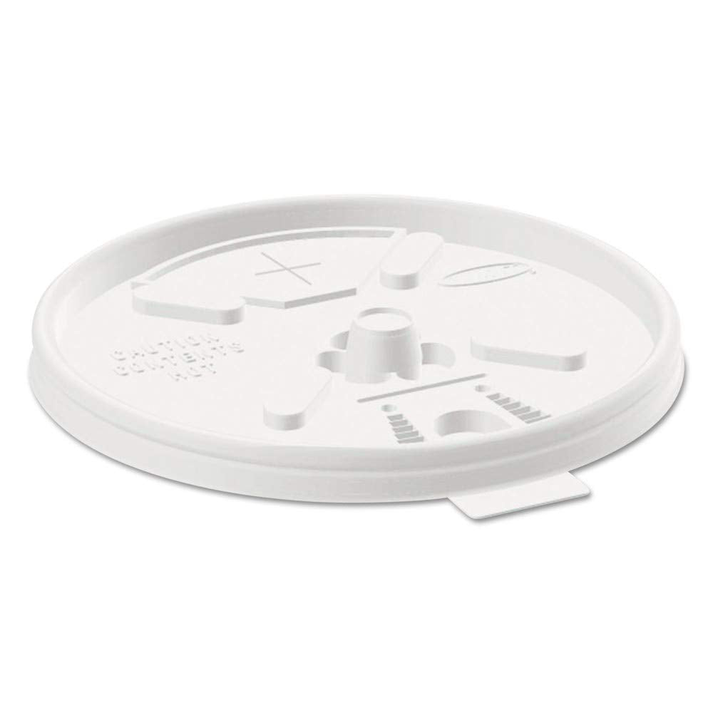 Diposable Foam Cup White Flat Lid 12/16 oz - 3 5/8"Dia 1000 per Case by DART – 12/16 oz, Pack of 1000, Model 16FTLS