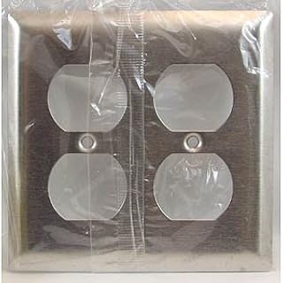 Pass & Seymour SS82 302/304 Stainless Steel Screw Mount Standard Size 2-Gang Wallplate (2) Duplex Receptacle Silver
