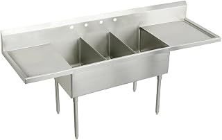 Elkay WNSF8345LR4 Commercial 93" x 27-1/2" Floor Mount Triple Compartment Scullery Sink with Drainboard
