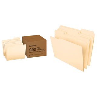 File Folders Letter Size Manila File Folders (250 per Box) and Pendaflex File Folders Letter Size Manila File Folders (100 per Box) – Box of 250, Beige