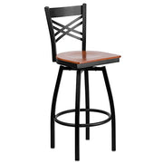 Flash Furniture Cherry Wood Seat/Black Metal Frame / 1 Pack / Traditional Barstools