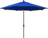 California Umbrella 11' Round Aluminum Market Umbrella, Crank Lift, Auto Tilt, Bronze Pole, Sunbrella Spectrum, Pacific Blue