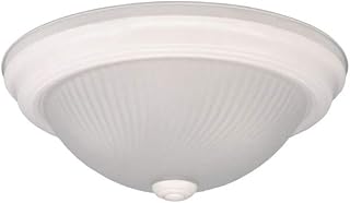 Canarm 13 in. White Incandescent Flush Mount Ceiling Light Fixture with Frosted Swirl Glass - 1 Each