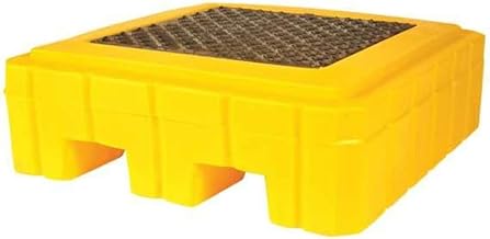 UltraTech 9607 Premier Polyethylene Ultra-Spill Pallet P1 Plus with Drain, 800 lbs Capacity, 5 Year Warranty, Yellow