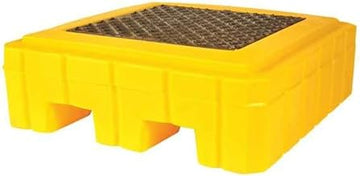 UltraTech 9607 Premier Polyethylene Ultra-Spill Pallet P1 Plus with Drain, 800 lbs Capacity, 5 Year Warranty, Yellow