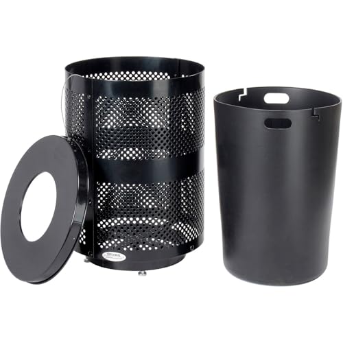 Global Industrial Black / Industrial / 36.0 gallons Outdoor Trash Cans