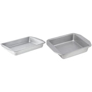 American Bakeware Classics Lasagna & Cake Pan Bundle by USA Pan – 9 x 13-Inch Rectangular and 8-Inch Square, Alloy Steel, Silver, Pack of 2