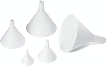 TableCraft 5 Funnel Set, 2", 3", 4", 5", 6" Dia., Dishwasher Safe, Plastic, White (5 Piece Set)