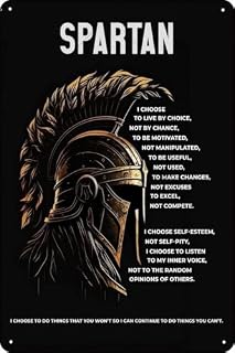 Spartan Warrior Ethos Metal Tin Aluminum Signs 12 x 16 Inches Plaque for Bedroom Kitchen Garden Bar Club Coffee Home Wall Decor Indoor Outdoor Decoration