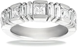 2.00 ct Ladies Princess and Baguette Cut Diamond Wedding Band In Channel Setting in 18 kt White Gold