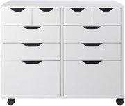 Furnifact Composite Wood Storage Cabinet with Doors, Contemporary Kitchen Pantry Cabinet for Office Organization and Kitchen Storage, White