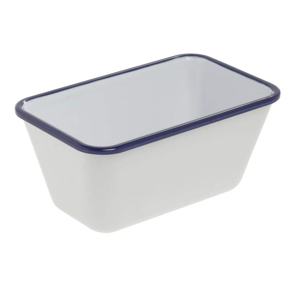 Serving Bowl Enamelware Look Melamine White/Blue - 7" L x 4 1/4 W x 3 1/10 D by HUBERT – 7" x 3.5", Melamine, White, Model 240410