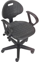 Puncture Proof Ergonomic Chair with Armrests by Global Industrial – Polyurethane, Black, Model A203TM+19C2ARM