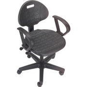 Puncture Proof Ergonomic Chair with Armrests by Global Industrial – Polyurethane, Black, Model A203TM+19C2ARM