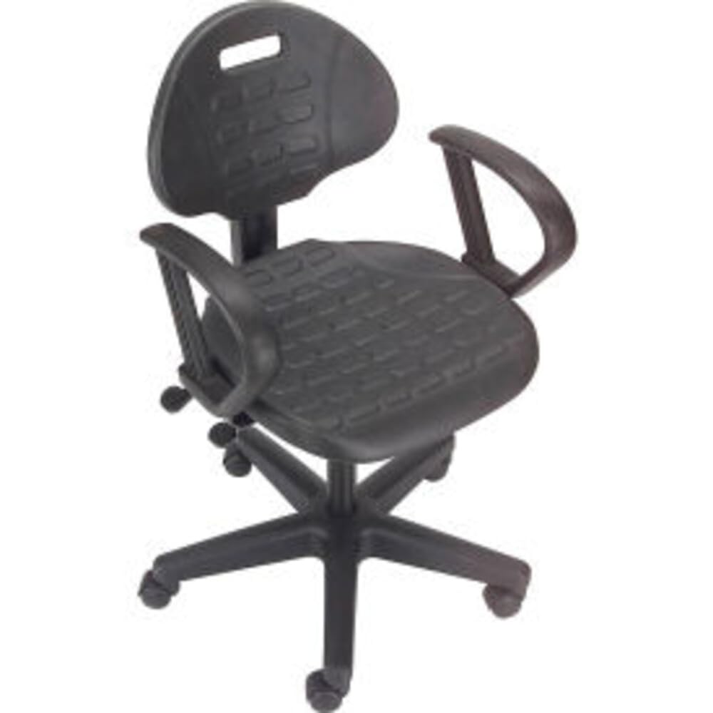 Puncture Proof Ergonomic Chair with Armrests by Global Industrial – Polyurethane, Black, Model A203TM+19C2ARM